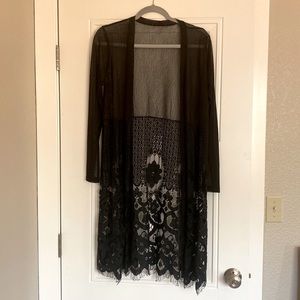 Sheer black lace kimono